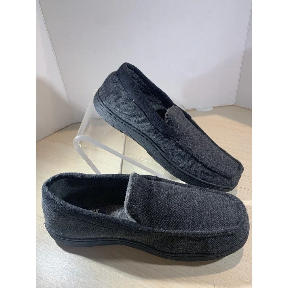 Wembley Memory Foam Slipper Shoe Mens XL 11-12 Black Indoor Outdoor Sole